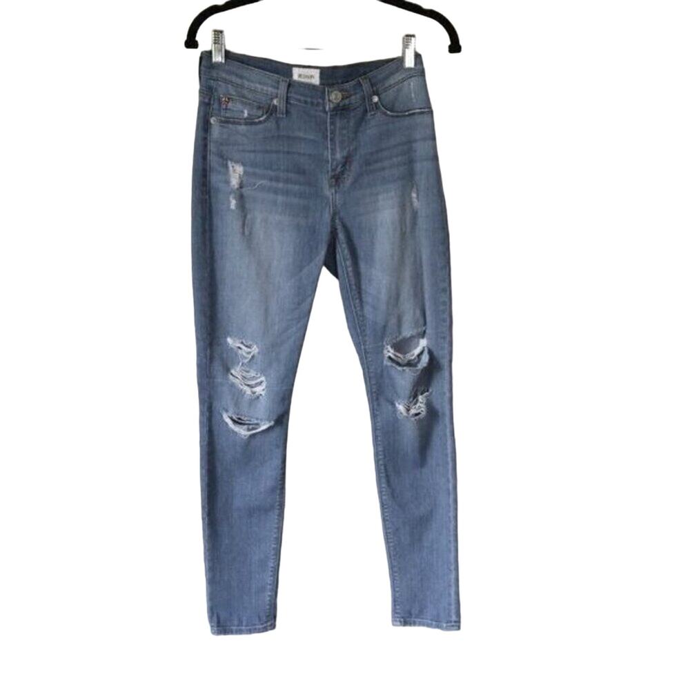 Hudson Nico Midrise Ankle‎ Skinny Jeans Women's 25 Distressed Blue